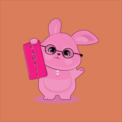 cute bunny vector with kawaii lettering