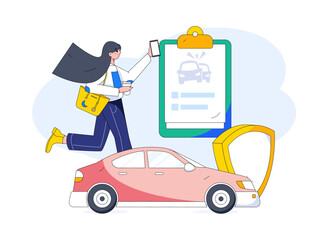 Buy insurance for car flat character vector concept operation hand drawn illustration
