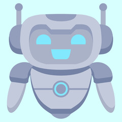 Robot vector illustration. Simple robot character with flat style. Clip art robot for graphic resource of technology, futuristic, computer, cyber and science. Chat bot character