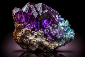 Macrophotography of amethyst on black background