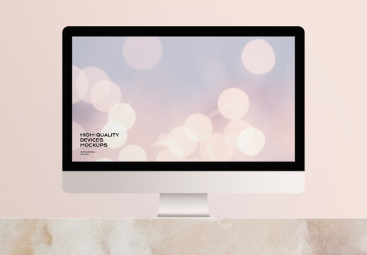PC Computer Desktop Monitor Screen Device Mockup Template