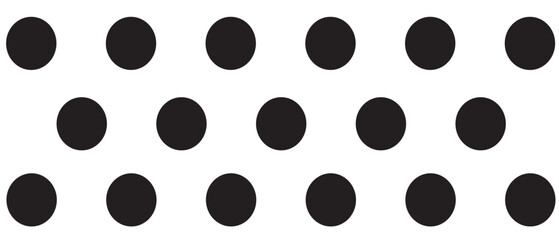 Black polka dot pattern on white background. Straight dot pattern for backdrop and wallpaper template. Simple classic polka dot lines with repeat stripes texture. Polka background, vector illustration