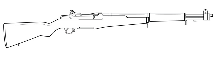 Vector illustration of the M1 Garand rifle on the white background. Right side.