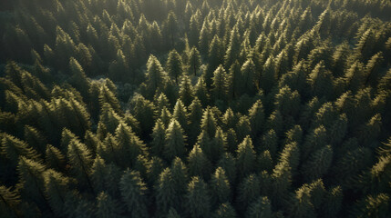 Fototapeta na wymiar Forest seen from above, Generative AI