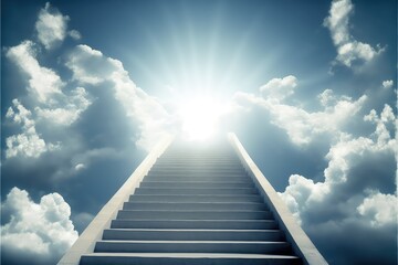 stairway to paradise a heavenly entrance with bright clouds generative ai