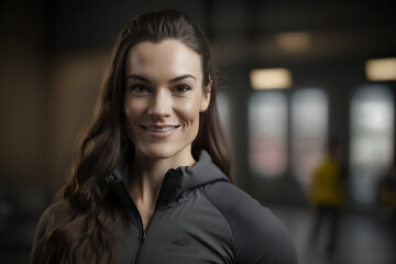 Obraz premium Smiling female personal trainer Generative AI