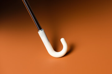 Open umbrella for shelter from the rain. Spring and autumn weather. Protection and shelter from bad weather and snow.