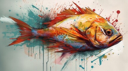 painting of a fish in aquarium AI Generated
