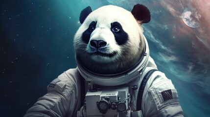 panda astronaut in space AI Generated