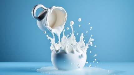 milk splash in a white glass AI Generated
