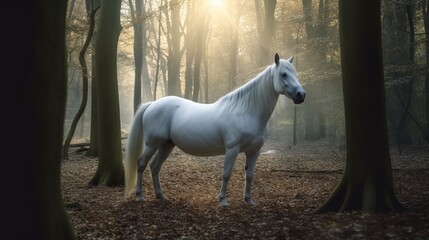 Obraz na płótnie Canvas white horse in the field AI Generated