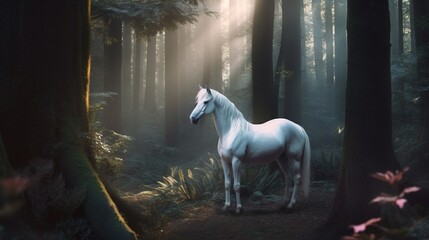 white horse in the field AI Generated