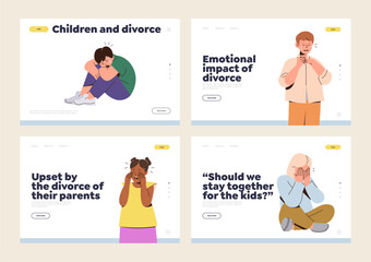 Set of landing page template for psychological online service supporting families after divorce