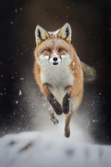 Obraz premium red fox in the snow,fox in the snow,red fox vulpes