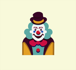 half body circus clown illustration design in smiling style, clown icon vector. colorful symbol illustration