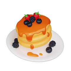 Pancake with berries 3d breakfast icon