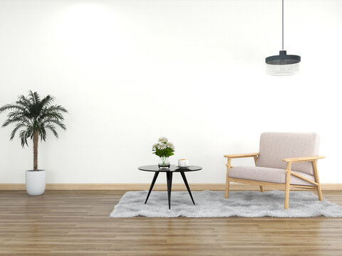 interior living room with armchair. 3D render