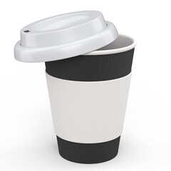 Paper coffee cup for cappuccino, americano, espresso, mocha, latte on white