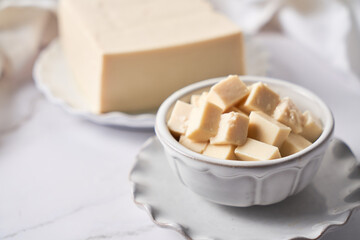 Raw White Organic Extra Firm Tofu Made with Soy Beans