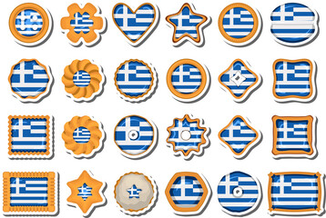 Homemade cookie with flag country Greece in tasty biscuit