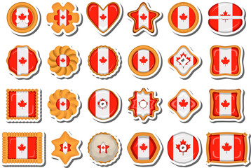 Homemade cookie with flag country Canada in tasty biscuit