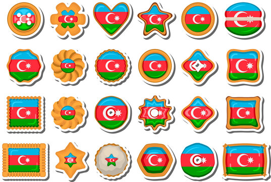 Homemade cookie with flag country Azerbaijan in tasty biscuit