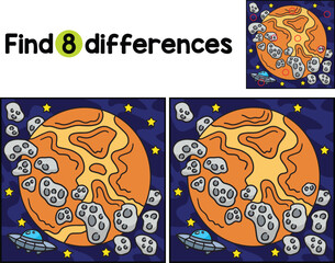 UFO and Asteroid in Space Find The Differences