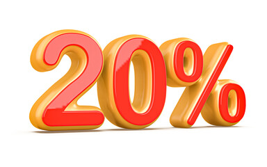 Discount 20 Percent Red Number 3d