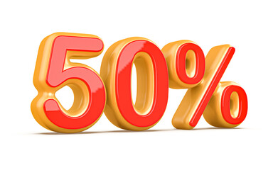 Discount 50 Percent Red Number 3d
