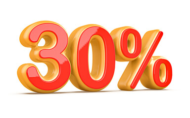 Discount 30 Percent Red Number 3d