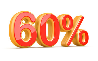 Discount 60 Percent Red Number 3d