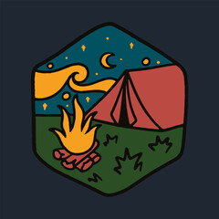 Camping and bonfire graphic illustration vector art t-shirt design
