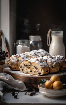 Fruit-Filled Joy: Christmas Stollen on a Festive Table