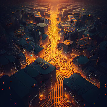 Circuit board city - AI Generative
