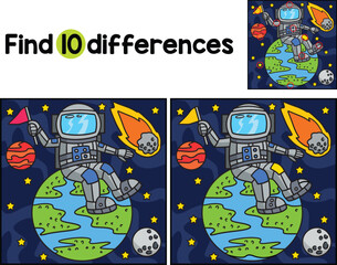 Astronaut Sitting on Earth Find The Differences