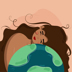 Girl holding planet. Save the planet. Earth Day 2023