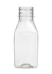 Plastic beverage bottle square shape disposable (with clipping path) isolated on white background