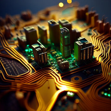 Circuit board city - AI Generative