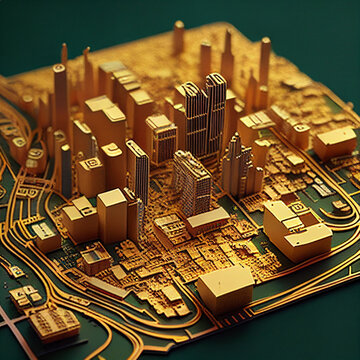 Circuit board city - AI Generative