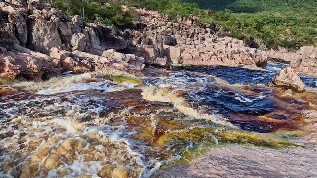 Roncador waterfall in the Pantanal Marimbus in Andarai, Chapada Diamantina in Bahia, Brazil