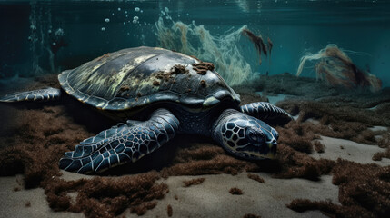 Obraz premium Animals in oil spills. Generative AI