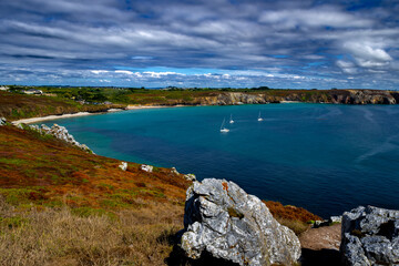 Fototapeta na wymiar Cliffs At Pointe De Penhir At The Finistere Atlantic Coast in Brittany, France