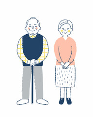 笑顔のシニアカップル　全身