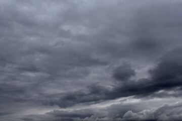 Fototapeta na wymiar Dark cloudy sky. Storm gloomy heaven cloudscape. Nature dramatic skyscape background