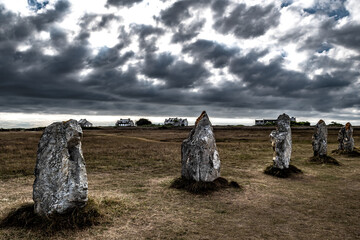 Megalith Stone Circle, Alignements De Lagatjar Near Finistere Village Camaret Sur Mer In Brittany,...
