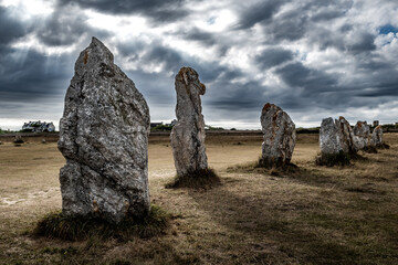 Megalith Stone Circle, Alignements De Lagatjar Near Finistere Village Camaret Sur Mer In Brittany,...