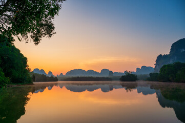 Nong Thale lagoon in morning, The famous place of Krabi, Thailand