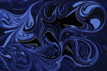 Dark Blue and Gold Marble Abstract Vector Background