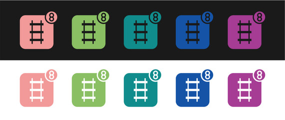 Set Online ticket booking and buying app interface icon isolated on black and white background. E-tickets ordering. Electronic train ticket on screen. Vector