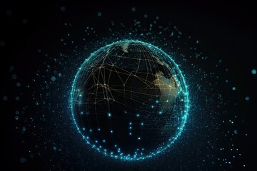 Digital data network connection on Earth. Global communication and technology concept. Generative AI